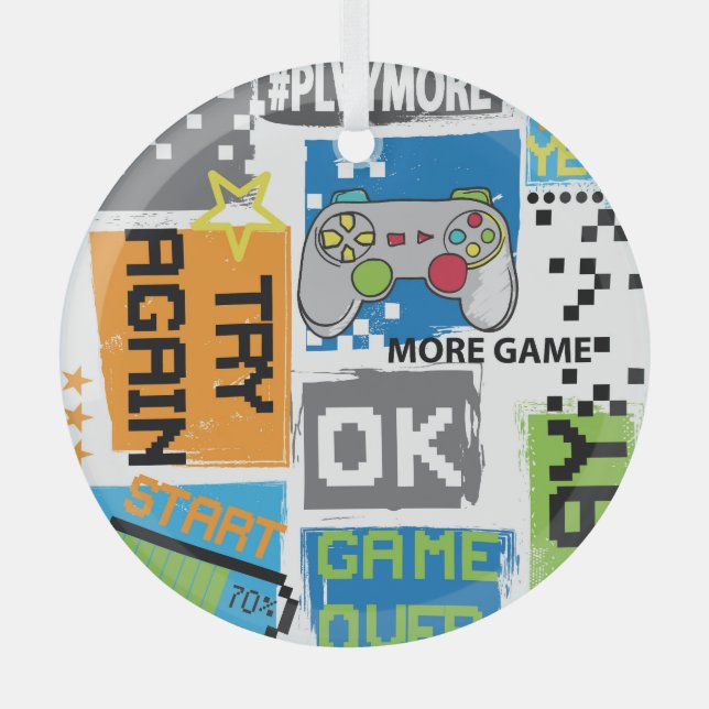 Ornement En Verre Pixel de jeu de typographie : arrière - plan joueu (Recto)