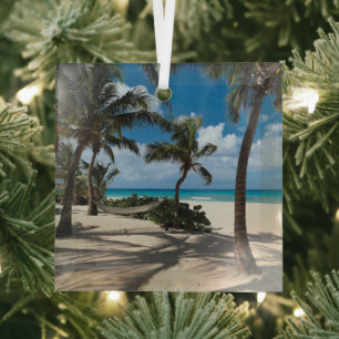 Ornement En Verre Plages tropicales   Anguilla Beach, Palm Tree