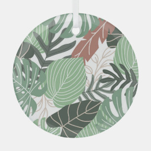 Ornement En Verre Plantes de jungle tropicale, papier peint hawaïen
