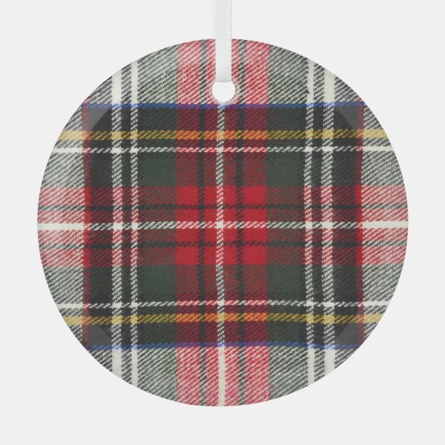 Ornement En Verre Plaque écossaise rouge et blanche écossaise. (Recto)