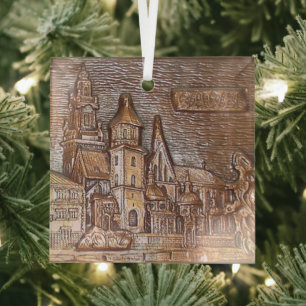 ORNEMENT EN VERRE PLAQUE EN CUIVRE FAITE À LA MAIN DE KRAKOW, POLOG