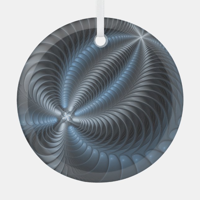 Ornement En Verre Plastique bleu gris 3D Fractal Art moderne Abstrai (Recto)
