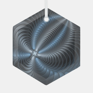 Ornement En Verre Plastique bleu gris 3D Fractal Art moderne Abstrai