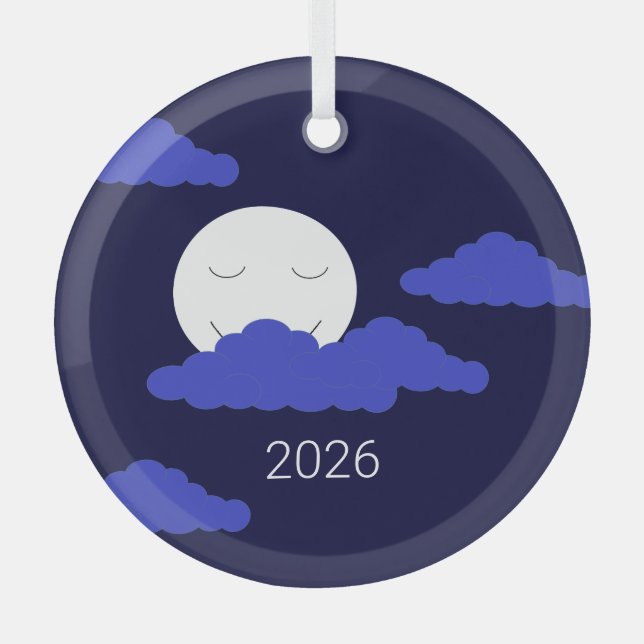 Ornement En Verre Pleine lune avec des nuages (Recto)