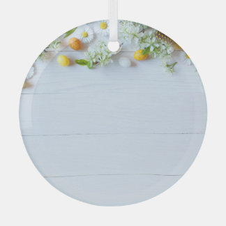 Ornement En Verre Plum de cerisier de Pâques : Oeufs Jaunes.