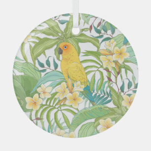 Ornement En Verre Plumeria, perroquet, motif floral Vintage.