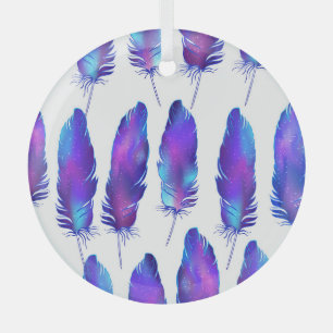 Ornement En Verre Plumes avec texture spatiale, motif magique.
