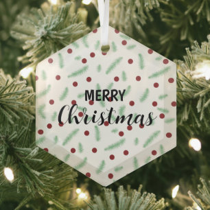 Ornement En Verre Pneuka mignonne point sapin de Noël Rouge Vert mot