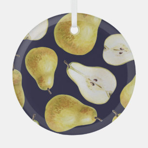 Ornement En Verre Poire mûre, arrière - plan noir, jardin