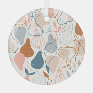 Ornement En Verre Poire scandinave Imprimer : Motif de fruits Vintag