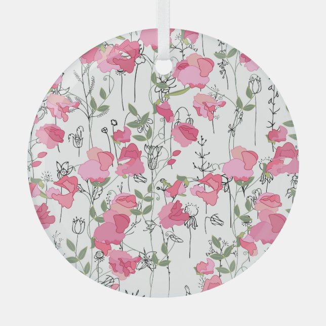 Ornement En Verre Pois doux : Texture Florale d'été. (Recto)