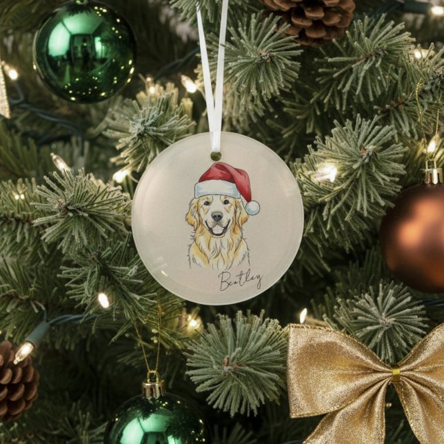 Ornement En Verre Portrait d'essayeur d'or sur mesure (Add a special touch to your Christmas tree with this custom pet portrait ornament! )