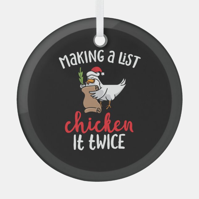 Ornement En Verre Poulet Il Deux Fois Drôle Design de Noël Poulet (Recto)