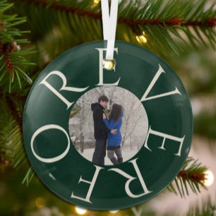 Ornement En Verre Pour toujours : Couple Photo Noël