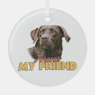 Ornement En Verre Pour toujours mon ami Chocolat Labrador Chien