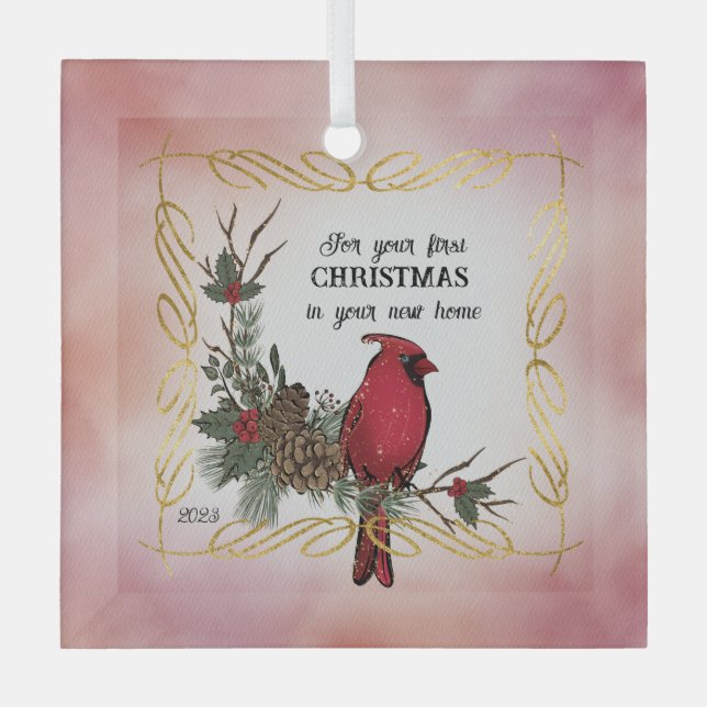 Ornement En Verre Pour Votre Premier Noël Dans Votre Nouvelle Maison (Recto)