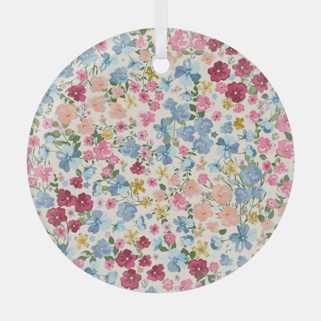 Ornement En Verre pré du milieu de l'été, motif plante en fleurs. (Recto)