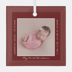 Ornement En Verre Premier Noël Baby Photo de vacances Keepsaké