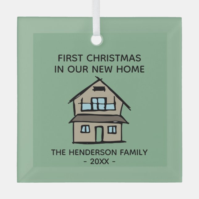 Ornement En Verre Premier Noël Dans Notre Nouvelle Maison Ceram Pers (Recto)