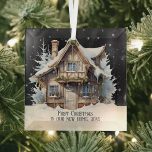Ornement En Verre Premier Noël dans notre nouvelle maison personnali