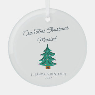 Ornement En Verre Premier Noël d'arbre mignon personnalisé Marié