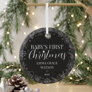 Ornement En Verre Premier Noël de bébé personnalisé avec nom Cadeau 