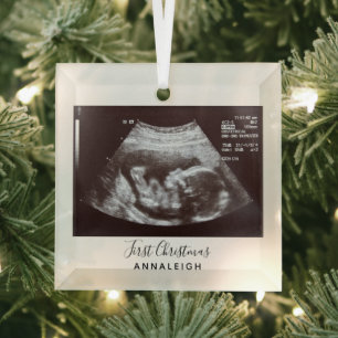 Ornement En Verre Premier Noël de vacances Ultrasound Baby Reveal