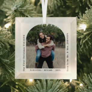 Ornement En Verre Premier Noël des fiancés Arche de photo