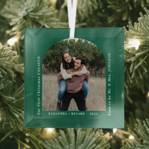 Ornement En Verre Premier Noël des fiancés Arche de photo