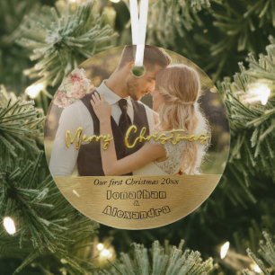 Ornement En Verre Premier Noël élégant Luxe or photo moderne