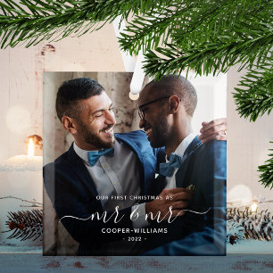 Ornement En Verre Premier Noël en tant que M. et M. LGBTQ Keepsaké