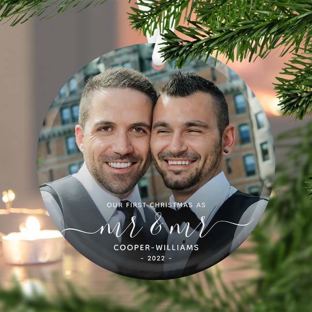 Ornement En Verre Premier Noël en tant que M. et M. LGBTQ Keepsaké (Créateur téléchargé)