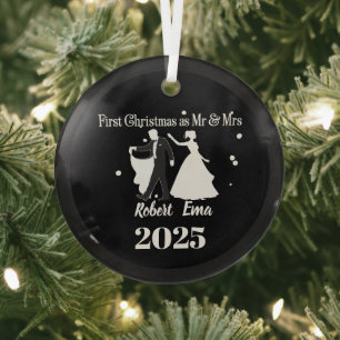 Ornement En Verre Premier Noël en tant que M. et Mme 2025 Personnali