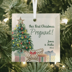 Ornement En Verre Premier Noël enceinte Sapin de Noël et crèche