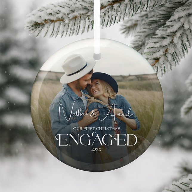 Ornement En Verre Premier Noël engagé Keepsaké (Créateur téléchargé)