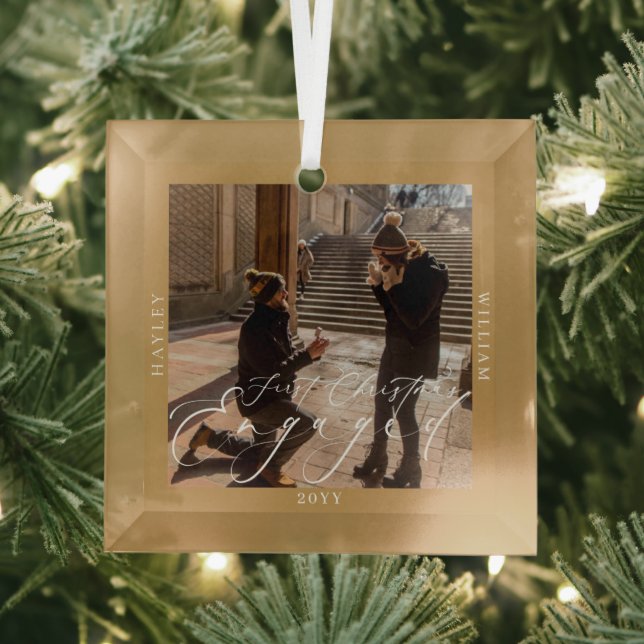 Ornement En Verre Premier Noël Engagé Photo Tan (Insitu)