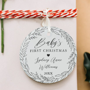 Ornement En Verre Premier nouveau-né de Noël du bébé Keepsaké Wreath