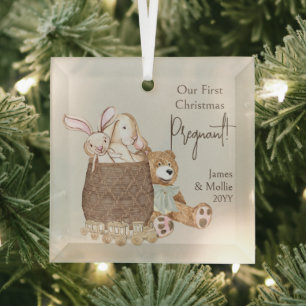 Ornement En Verre Premier sac de jouets et d'ours en peluche enceint