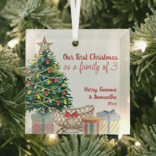 Ornement En Verre Première famille de Noël 3 Noël Arbre de Noël Gril
