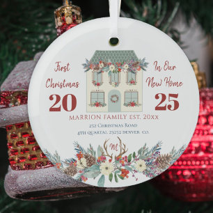 Ornement En Verre Première Noël nouvelle famille de maison rustique