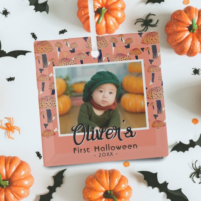 Ornement En Verre Première photo d'automne du champignon orange d'Ha (Créateur téléchargé)