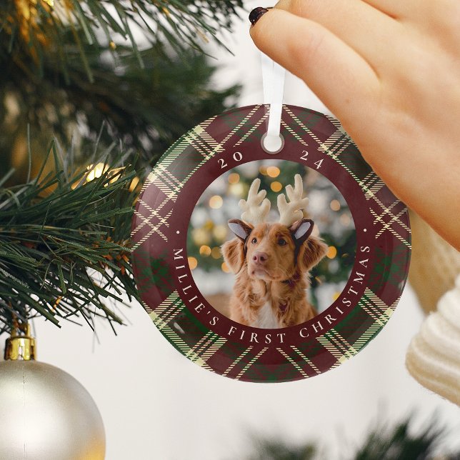 Ornement En Verre Première photo de Noël de l'animal domestique clas (Créateur téléchargé)