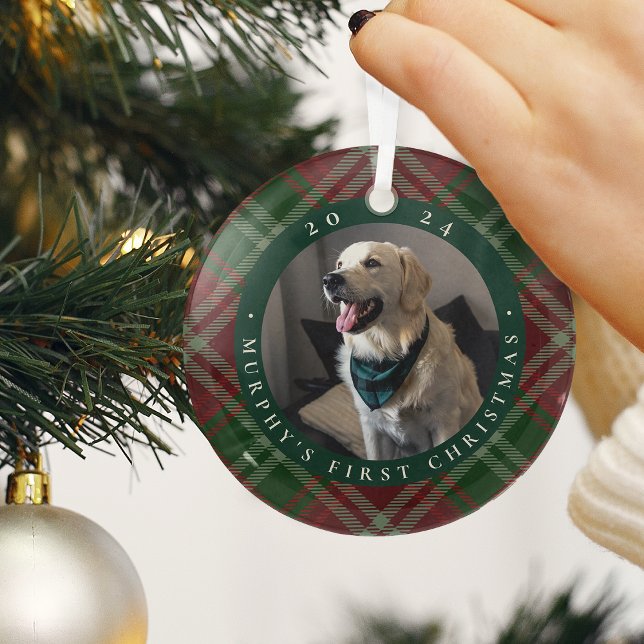 Ornement En Verre Première photo de Noël de l'animal domestique clas (Créateur téléchargé)