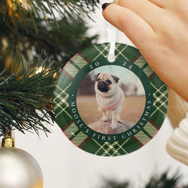 Ornement En Verre Première photo de Noël de l'animal domestique clas (Créateur téléchargé)