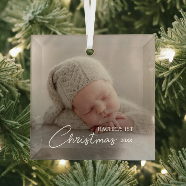 Ornement En Verre Première photo de Noël du bébé (Insitu)