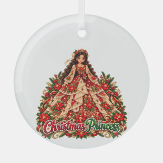 Ornement En Verre Princesse de Noël rouge et verte