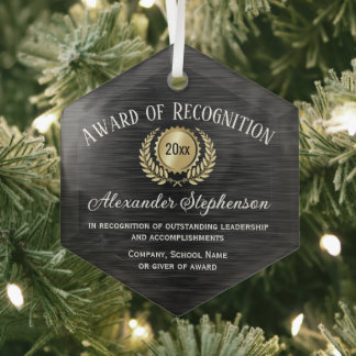 Ornement En Verre Prix de reconnaissance personnalisable Gold Black