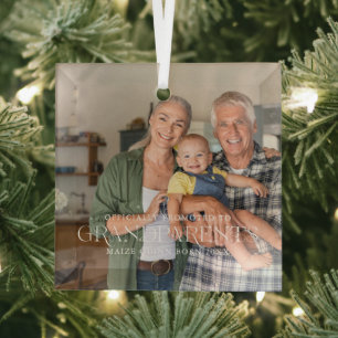 Ornement En Verre Promus Grands-parents   Photo de l'année de fondat