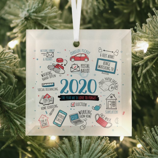 Ornement En Verre Quarantine Christmas Commemorative 2020 Pandemic (Insitu)