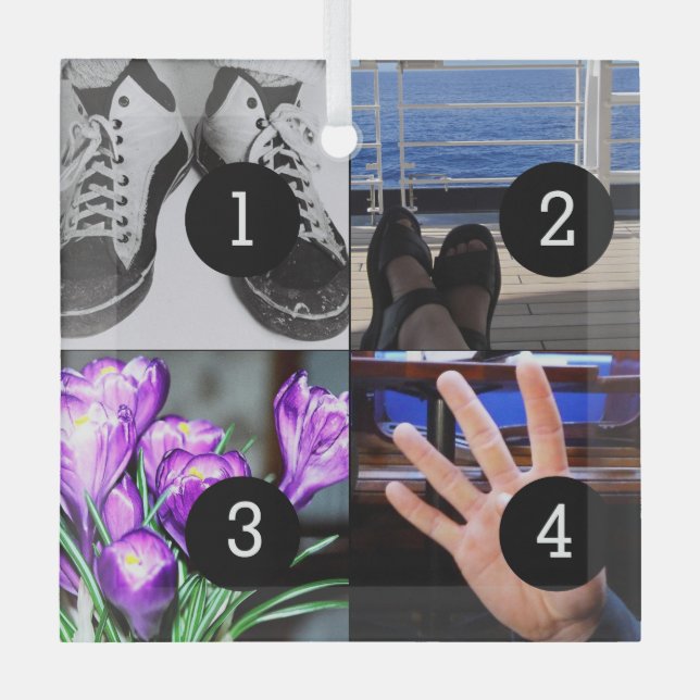 Ornement En Verre Quatre de vos photos font votre propre Keepsaké (Recto)